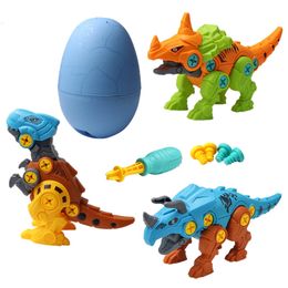 Blokkeert DIY Dinosaur Sound vocale dieren voor kinderen Demontage Montage speelgoedschroef Noot Model Set Early Educational Kids 230210