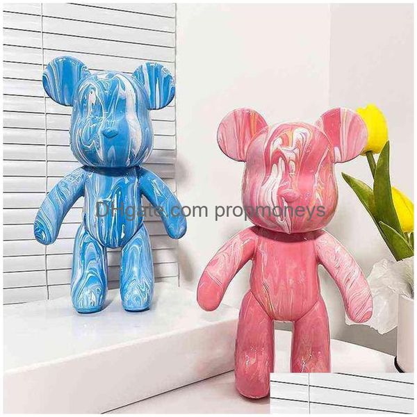 Blocs DIY Fluid Bear Scpture Handmade Iti Bearbrick Statue Manuel Parent-Enfant Jouets Peinture Violent T220730 Drop Livraison Jouets Cadeaux Dhf9W