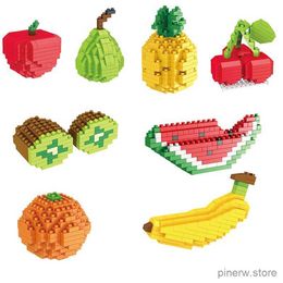 Blocs Bricolage fruits Mini blocs de construction pomme banane cerise modèle 3D décorations pour la maison enfants éducatifs assemblage jouets garçons filles cadeaux