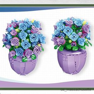 Blocs DIY Purple Campanula Vase Plants de la Saint-Valentin Jardins Romantique Blocs Buildings Classic Model B Kids Sets Kits Toys R230817