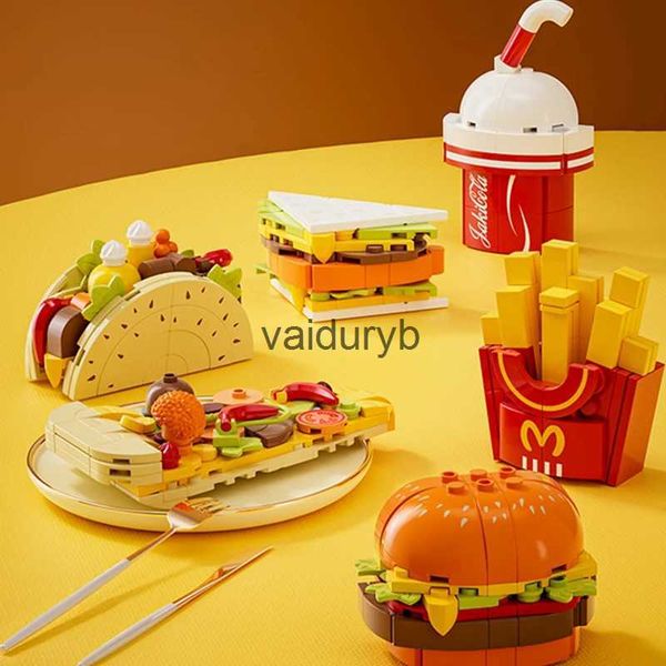 Bloques DIY adhesivo magnético para refrigerador patatas fritas Hamburgo arena Taco Pizza bloques de construcción modelo ladrillos juegos para niños Toysvaiduryb