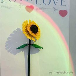 Blokkeert DIY Roses Sunflower Plants Love Valentine Day Gardens Bouwstenen Bouwen