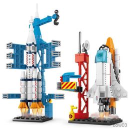Blokken DIY Space Rocket Bouwstenen Craft Launch Center Base Puzzel Model Set Bricks Speelgoed Voor Kinderen Jongens Gift R230718