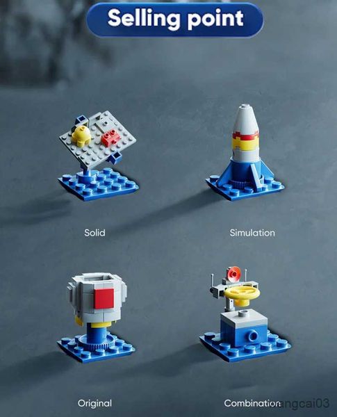 Bloques DIY nave espacial juguetes de bloques de construcción centro aeroespacial modelo rompecabezas conjunto de ladrillos juguetes para niños niños regalo de Navidad R231025