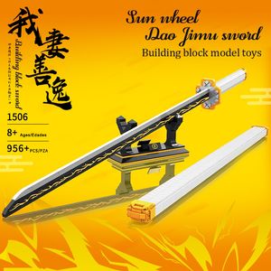 Blocos Dk1506 Demon Slayer Zenitsu Japonês Katana Blocos de Construção Modelo Inserir Pequenas Partículas Menino Presente Espada Faca Brinquedos 230130