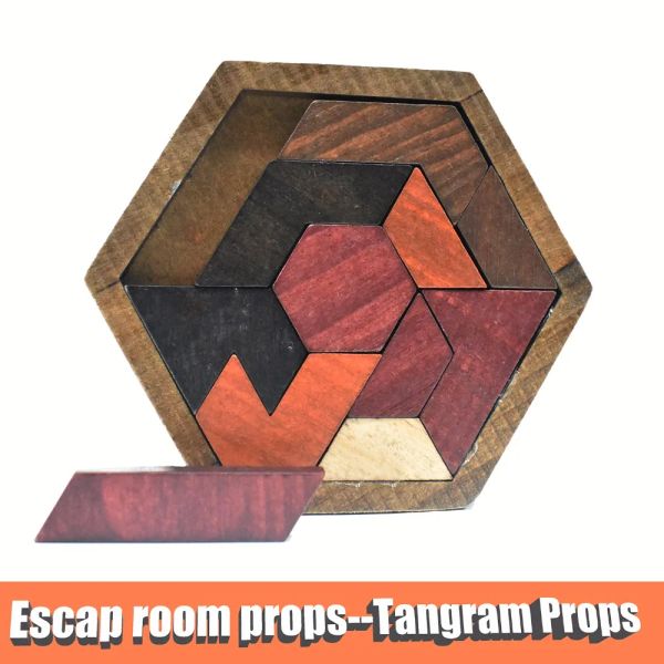 Bloqueos de accesorios de la sala de escape TanGram (11pcs de madera) Room de escape El juego para controlar 60 kg EM Lock (no incluir)