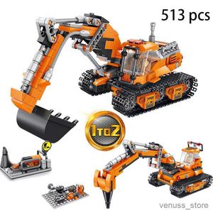 Bloques Técnica de excavadora Equipo de construcción Juego de pistas de camiones Modelo creativo Kit de bloques de construcción Juguetes para niños Vehículos de ciudad Grab R230701