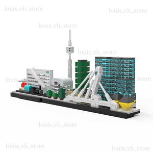 Blokkeert de beroemde structuur Skyline Architecture Building Block Kit Rotterdam Skyline terug naar het toekomstige Fairy Tale World Toys T240325