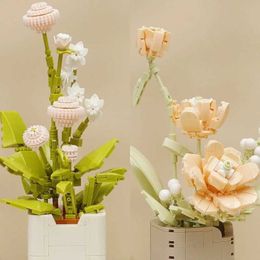 Bloques Arquitectura floral Bloque de construcción Eternal Bonsai Set DIY DIY Potte Dandelion Planta de ladrillo Bouquet Decorativo juguete para niños Regalo WX