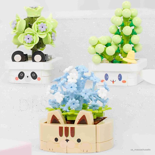 Blocs Flower Building Blocs Set Plant Potted B Toys Sunflower Rose Flower for Romantic Kit Assembly B Toys for Kids Gift R230817