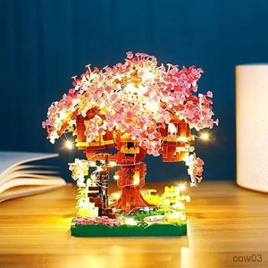 Blocs Flower DIY Modèle micro-bloc de construction décorations intérieures créatives rue Creative Cherry Blossom Kid Toy Gift R231109