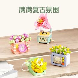 Blocs de construction pour meubles à fleurs, plantes succulentes, décoration de bureau et de maison, appareils, briques de bonsaï, modèle de jouets DIY pour enfants