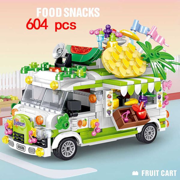 Blocs nourriture camion de glace Van chariot camping-car bonbons amis ensemble construction Mini bloc Kits modèle briques enfants jouets livre ville filles Club parc