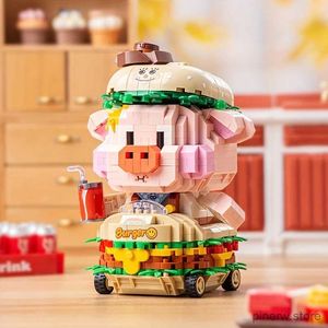 Blocs pour micro diamants Blocs Blocs Hamburger Pig Pig mignon Assemblage de puzzle des enfants Blocs de construction Toys pour cadeaux d'anniversaire