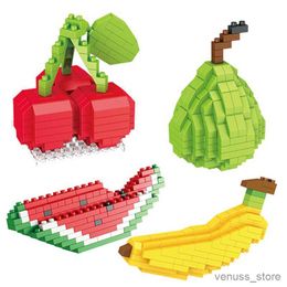 Blokken Fruit Banaan Kers Watermeloen Apple Model Mini Bouwstenen Kinderen Educatief Montage Speelgoed Jongens En Meisjes Geschenken R230629