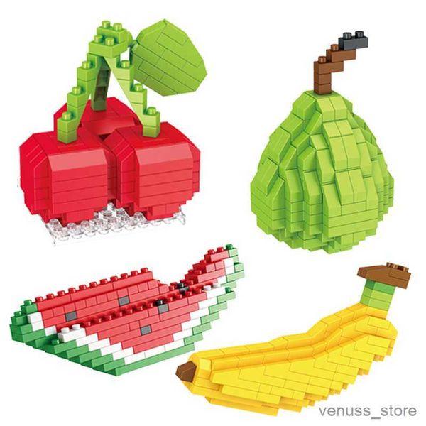 Blocs Fruits Banane Cerise Pastèque Pomme Modèle Mini Blocs de Construction Assemblage Éducatif Pour Enfants Jouets Garçons Et Filles Cadeaux R230629