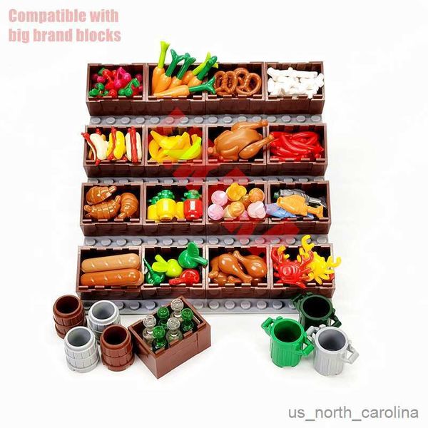 Blocs ensemble complet blocs de construction ville accessoires alimentaires fruits poulet chien bricolage jouets pièces compatibles R230907