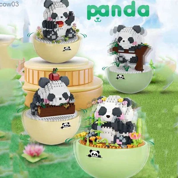 Blocs de construction Panda drôle, Micro blocs de construction, animaux Pandas, Mini briques, jouets de décoration pour la maison, cadeaux pour adultes et enfants, R231020