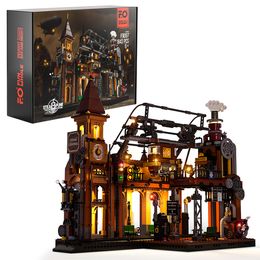 Blocs Funwhole Station Lighting Building Birics Bricks Set Steampunk Station Station LED Bloc 1843 Pièces pour adultes et adolescents 230506