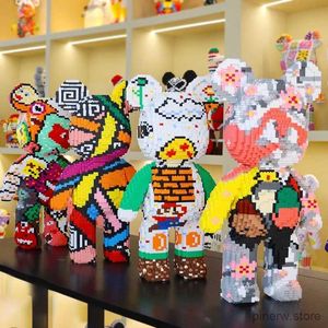 Blocs Géant Fluide Violence Ours Dessin Animé Amour Violent Ours Bearbrick Couleur Modèle Bloc De Construction Micro Diamant Briques Enfants Jouet Coffret Cadeau