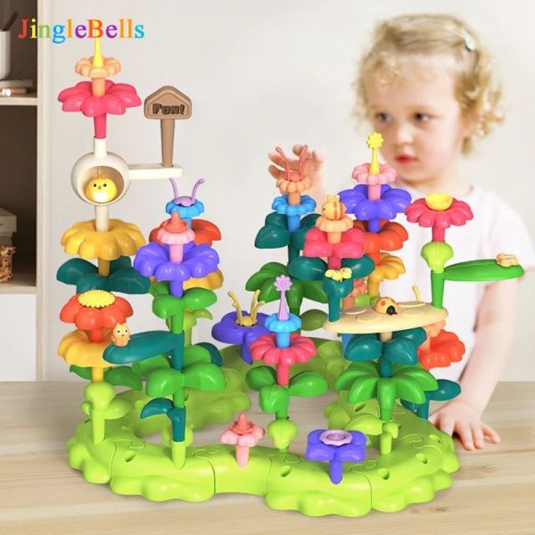 Blocks Girl Flower Garden Bustacal Blocing Set Great Taille Stacking Bricks Assembly Assembly Floral Decoration Toys pour enfants