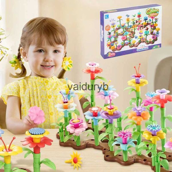 Blocs filles fleur jardin construction jouets STEM apprentissage activité éducative pour préscolaire noël anniversaire cadeau Kidsvaiduryb
