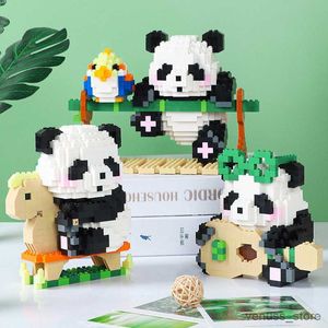 Blocs guitare Panda oiseau Micro blocs de construction Animal assemblage Pixel modèle Mini figurine en plastique pour enfant jouets cadeau R230629