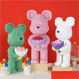 Blocks Half Anatomy Bear Nano Building Cartoon Couleur avec Der Model Creative Micro Diamond Bricks Toys for Childre