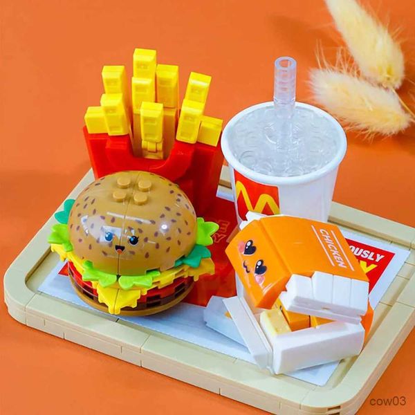 Bloques de construcción de hamburguesas para niños, 261 Uds., modelos de pollo frito y patatas fritas, juego de comida rápida de dibujos animados, juguetes para niños, regalos para niños R231031
