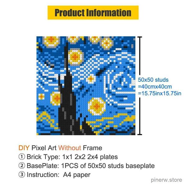 Bloques hechos a mano imagen de píxel DIY noche estrellada Pop bloques de construcción mosaico rompecabezas habitación pintura decorativa por números juguetes regalo único