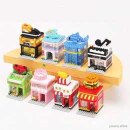 Blocs Blocs de construction de maison, Mini ville, vue sur la rue, magasin de vêtements, Aquarium, modèle 3D, briques d'architecture, jouet d'assemblage pour enfants, cadeau de noël