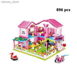 Blocs maison Villa Architecture cottage modèle blocs de construction briques amis pour fille plage cabane modulaire maison Village créatif ville boutique R231208