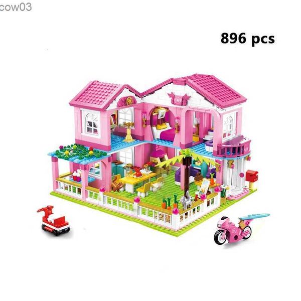 Blocs maison Villa Architecture cottage modèle blocs de construction briques amis pour fille plage cabane modulaire maison Village créatif ville boutique R231020