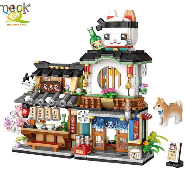 Blocs Huiqibao City Mini Chinese Street View Gropery Store Mate Boutique de construction Bouchage de plats japonais Figures de glace de glace