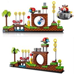 Blokken Ideeën 21331 1125 stks Sonic the Hedgehogs Pop Game Green Hill Zone Model Building Set Bakstenen Blok Kits Speelgoed voor Kinderen Gift 230314