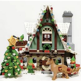 Blocs EN STOCK 10275 Expert créatif Village d'hiver Elf Club House Santa traîneau arbre briques de construction jouet enfant cadeau de noël 231114