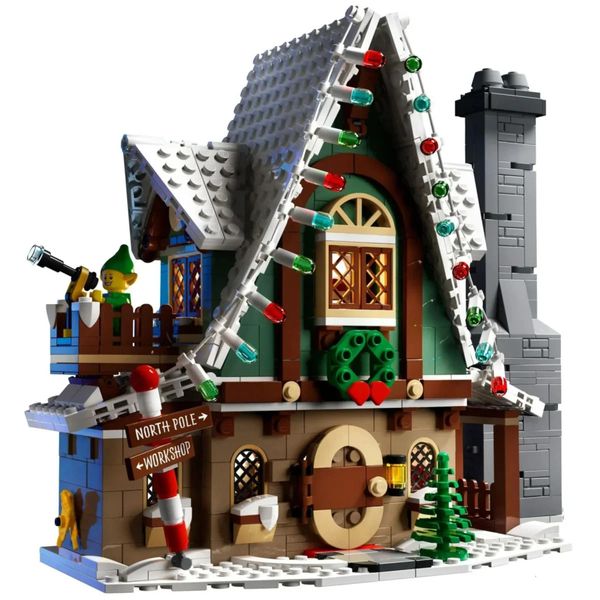 Bloques EN STOCK 10275 Experto creativo Winter Village Elf Club House Santa Sleigh Tree Building Bricks Toy Kid Regalo de Navidad y231114