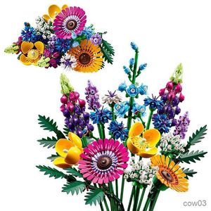 Blocs En Stock Bouquet De Fleurs Sauvages Fleur Bloc De Construction Décor À La Maison Illustration Vacances DIY Briques Jouet Petite Amie Cadeau De Noël R230720