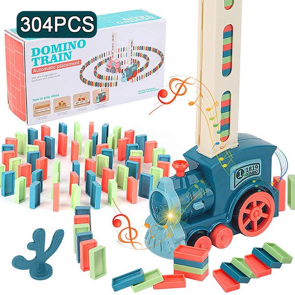 Bloques Niños Domino Tren Juguetes Colocación automática Coche eléctrico Colorido Dominó Conjunto Ladrillo Kits Juegos educativos Niños DIY 230907