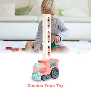 Blokken Elektrische Domino-muzikale treinautoset voor kinderen Gebouw Stapelspeelgoed Geschenk 230907