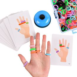 Blokkeert Kids Finger Ring Board Game Color Matching Toys Interactive Party Games Hand Oogcoördinatie Sensorisch educatief voor kind 230520
