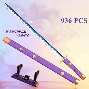 Blocs Enfants Japonais Anime Roronoa Zoro Épée Modèle Bâtiment Cosplay Simulation Katana Samouraï Couteau Bambou Arme Briques Jouets 230111