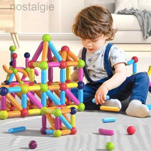 Blocs Enfants Construction Magnétique Ensemble Boules Magnétiques Bâton Blocs de Construction Montessori Jouets Éducatifs Pour Enfants Cadeau 240401