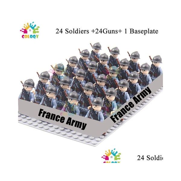 Bloques Juguetes para niños WW2 Figuras militares Construcción Nación Soldados del ejército Ensamblar ladrillos Educativos para niños Regalo de Navidad 230925 Drop D Dhoq4