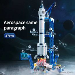 Blocs de Construction de modèle d'atterrisseur lunaire, Center de lancement, vaisseau spatial, figurine de port spatial, navette, fusée, briques, jouets de Construction