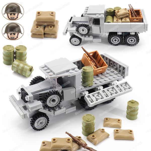 Blocs Logistique Militaire GAZ Camion Bloc De Construction Moc WW2 Chiffres Armée Soviétique Transporteur Armée Modèle Enfant Cadeaux Garçons Jouets Éducatifs 230715