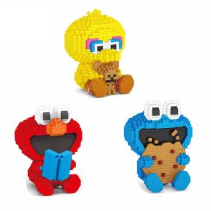 Blokken Lovely Cartoon Sesames Street Figuren Micro Diamond Block Elmo Big Bird Cookie Monsters Building Bricks Nanobricks Toys for Cadeau