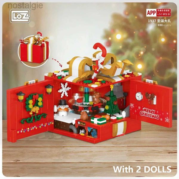 Bloques LOZ Caja de regalo de Navidad Navida Mini bloques Año nuevo ensamblado Bloque de construcción Juguete Rompecabezas de Navidad Modelo de ensamblaje Decoración 1937 240401