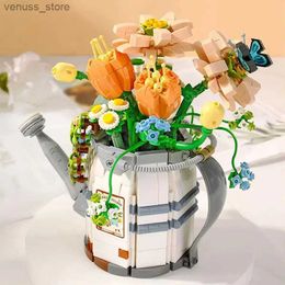 Blocs LOZ créatif Mini arrosoir en pot plante blocs de construction fleur en pot bonsaï Bouquet décoration pour la maison bricolage jouets pour filles cadeau R231208