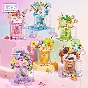 Blocs Loz Ice Cream Quicksand Cup Small Particule Assembly Building Jouets pour enfants Ornements Milky Tea Li Zhi 230731